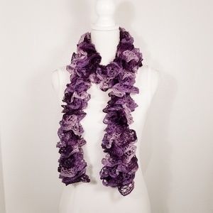 Handmade Ruffle Scarf Purple Tones Ombre NEW
